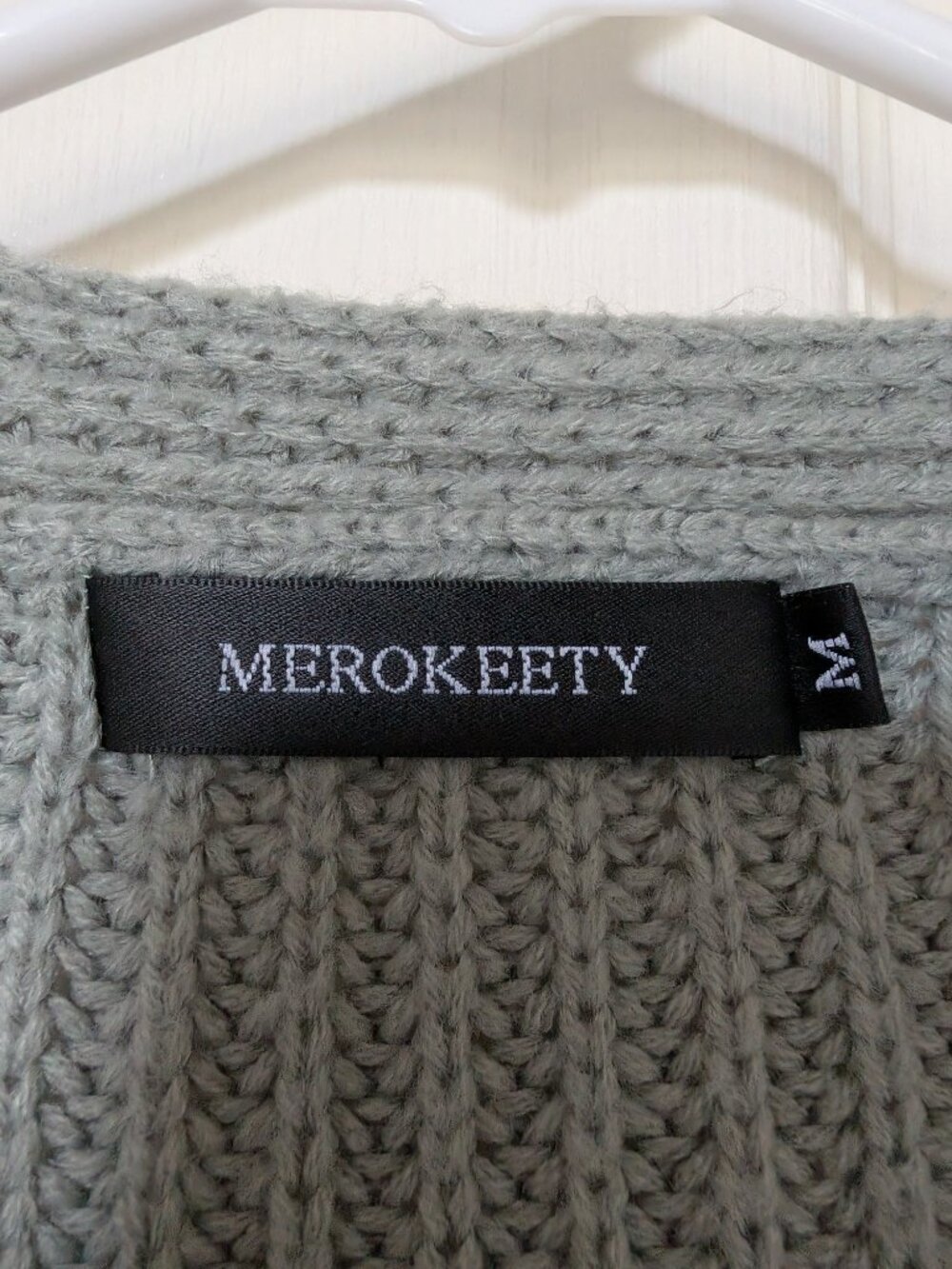 Merokeety Sage Green Oversized Chunky Knit Cardigan | Size Medium - Picture 5 of 5